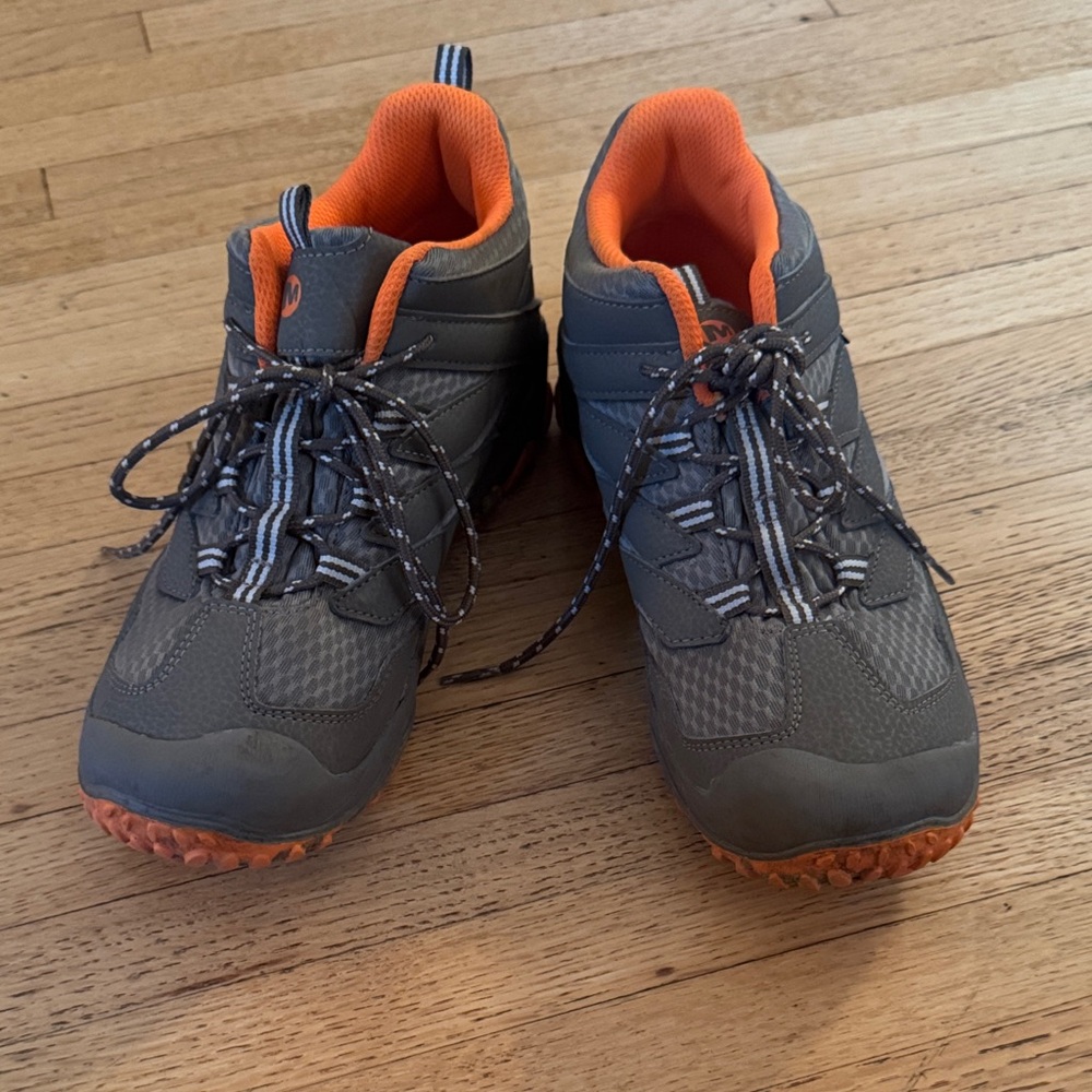 Merrell Big Kid Charcoal and Tangerine Hiking Boots